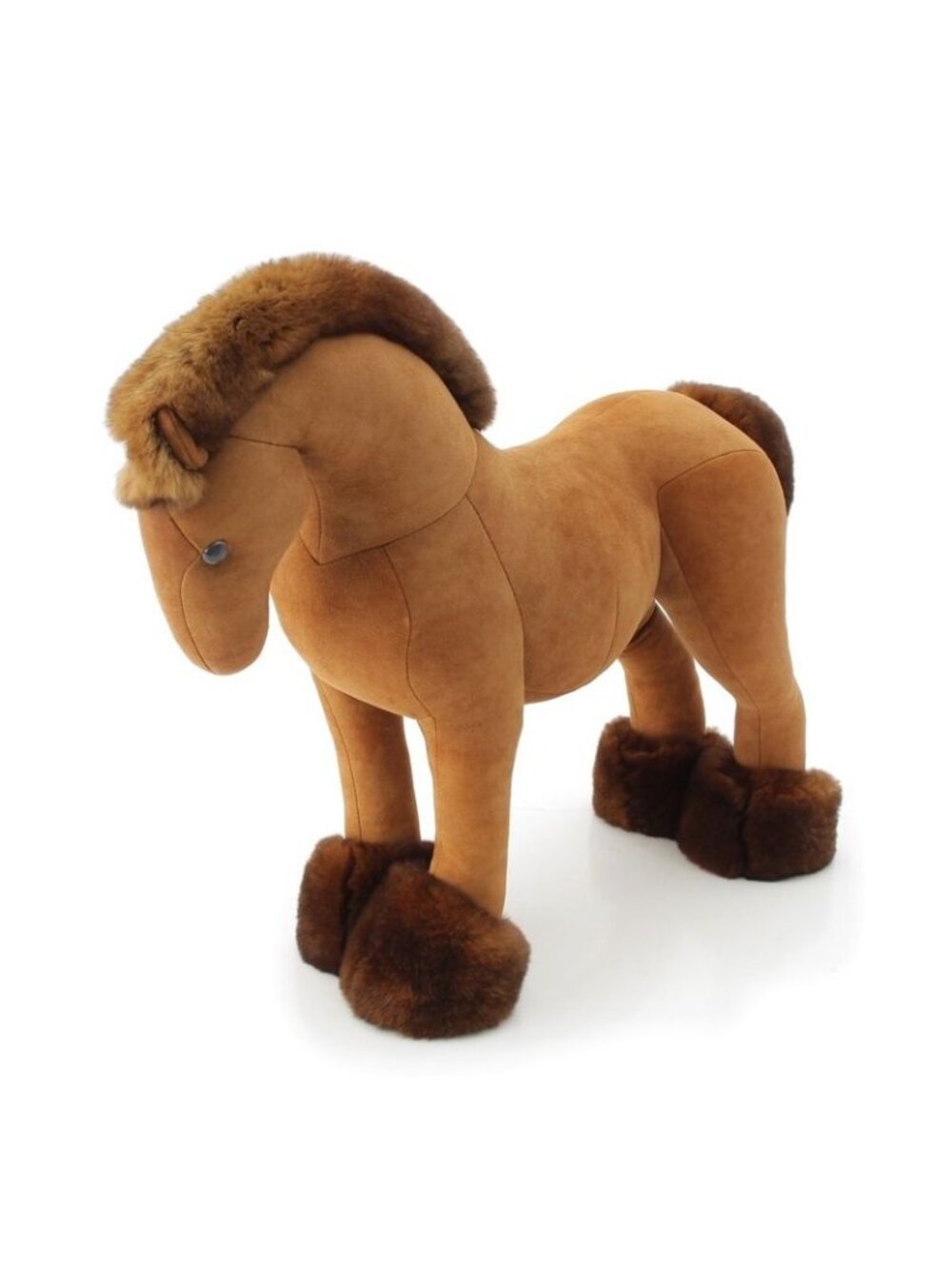 Hermes Lambskin Elmi PM Orirag Horse Doll Stuffed Toy Brown